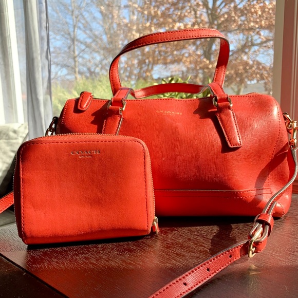 Coach Handbags - Coach Bright Coral Leather Small Purse & Wallet